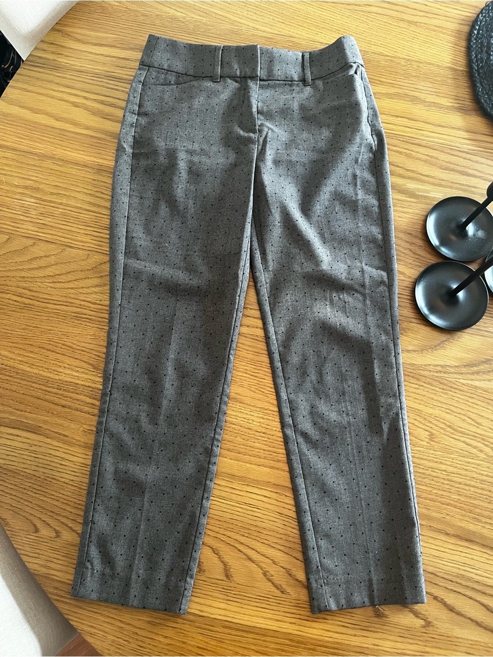 LOFT Gray Modern Skinny Pants with Subtle Black Dot Lining